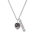 thumbnail image 1 of Delight Jewelry Silvertone Diagonal Banded Barrel with Brown Crystals Spinner Silvertone Always My Sister Bar Charm Necklace, 23", 1 of 4