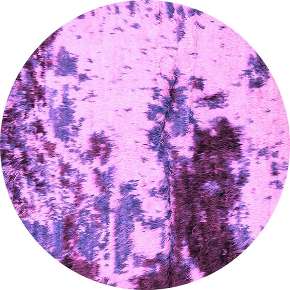 Ahgly Company Indoor Round Abstract Purple Modern Area Rugs, 6' Round