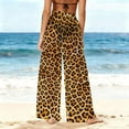 thumbnail image 4 of Gamivast Cover up Pants for Swimwear Women Leopard Print Sheer Beach Wide Leg Pant Flowy Loose Elstic Waist Pull On Bathing Suits Summer Vacation Outfits, 4 of 5