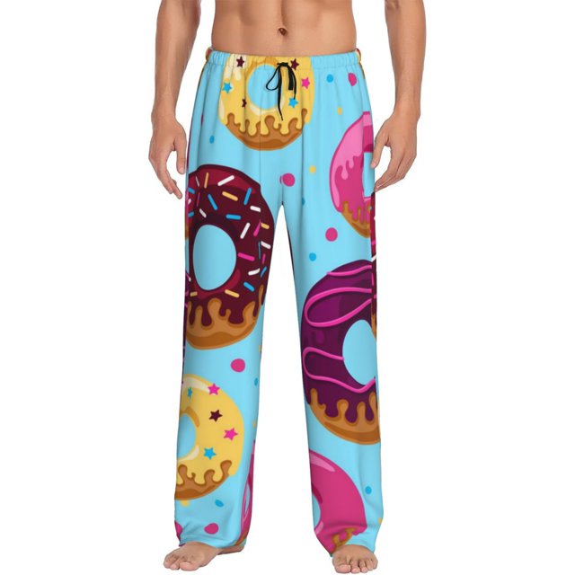 Balery Donuts Pantalones de pijama para hombre, pijama ultraligero, pantalón de descanso-Large