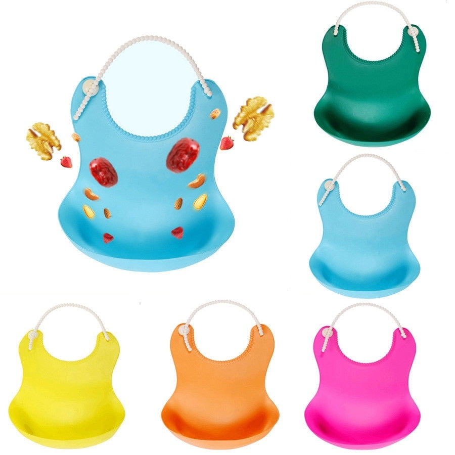 Cute Baby Silicone Bibs Waterproof Saliva Dripping Kid Infant Lunch Bibs