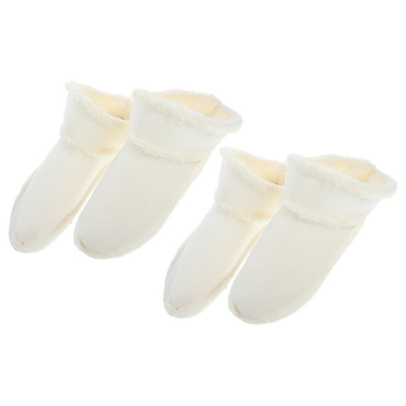 2 Pairs Fleece Shoe Cover Liner Slippers Pads Insert Clogs Warmth Warming White Cotton Plush Men and Women Woman