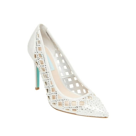 - Blue Mella Embellished Satin Pumps