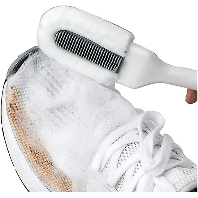 Cepillo de limpieza profesional para zapatos, cepillo limpiador de zapatos multifuncional con mango largo, cepillo para limpiar zapatos con cerdas suaves que se puede colgar (blanco)