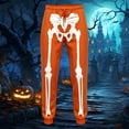thumbnail image 2 of CUZIBR Boys Kids Jogger Pants Halloween Skeleton Print Elastic Drawstring Waist Ankle Sweatpants Funny Bone Graphic Loose Soft Casual Children Trousers,Orange,7-8 Years, 2 of 4