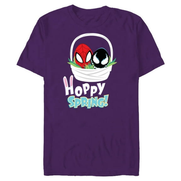 Marvel Spider-Man and Venom Eggs Hoppy Spring Easter Basket - Short Sleeve Blended T-Shirt for Adults - Customized-Purple