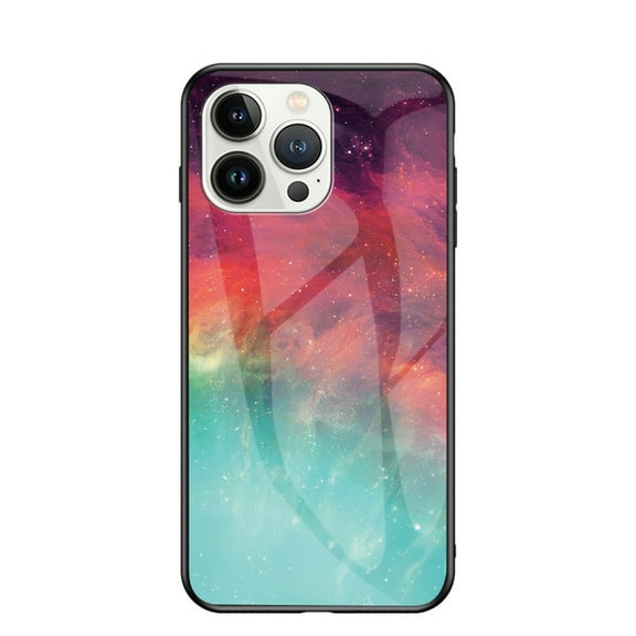 Compatible with iPhone 13 Pro Max Case,Cute Starry Sky Patterned Fashionable Tempered Glass Back with Soft Silicone Bumper Lightweight Protective Phone Case for iPhone 13 Pro Max,Wave