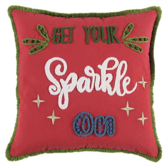 Rizzy Pillow Embroidered Red 12"x12"x2"