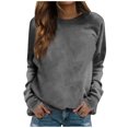 thumbnail image 2 of Kagetolytai Chandails pour Femmes Mode Décontractée Unie Manches Longues Col Rond Chandail Haut Blouse Chandails à Capuchon pour Femmes Gris Foncé TG, 2 of 5
