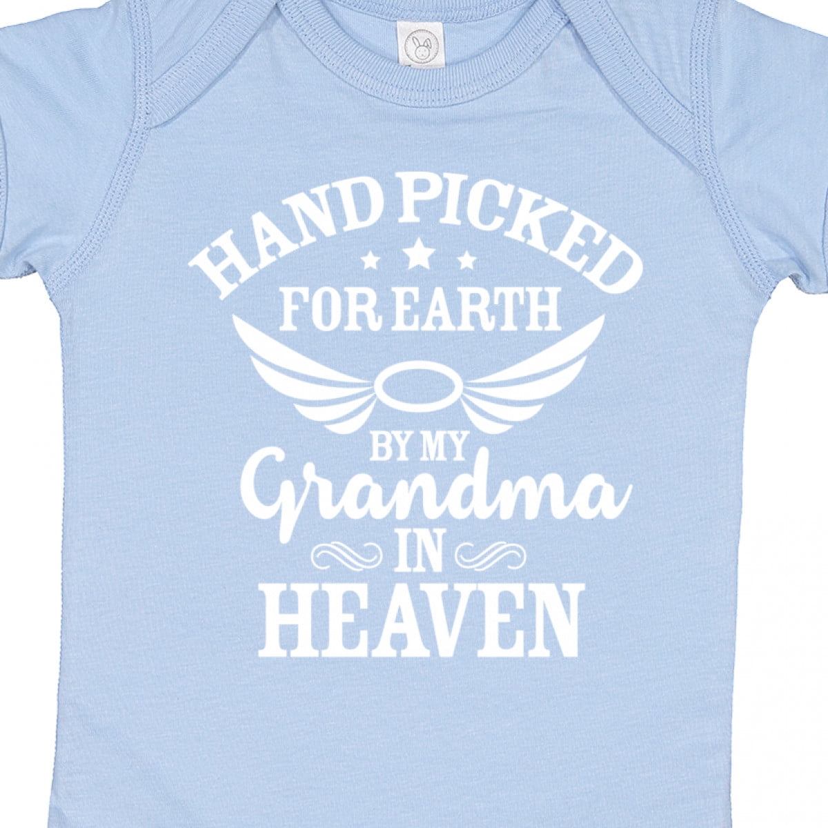 Inktastic Handpicked for Earth by My Grandma in Heaven Angel Wings Boys or Girls Baby Bodysuit
