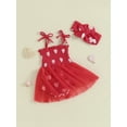 thumbnail image 3 of Suealasg Toddler Baby Girl Valentine's Day Clothes Heart Print Sleeveless Romper Dress and Headband 3M 6M 9M 12M 18M Infant Girls 2pcs Spring Outfits, 3 of 8