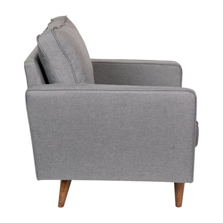Alamont Home - Compact Upholstered Tufted Chair with Wooden Legs - Slate Gray