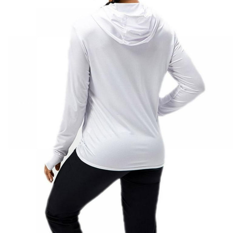 Women Sun Protection Clothing Thin Breathable Long Sleeve Rash Guard Long  Sleeve Shirts UPF 50+ White 