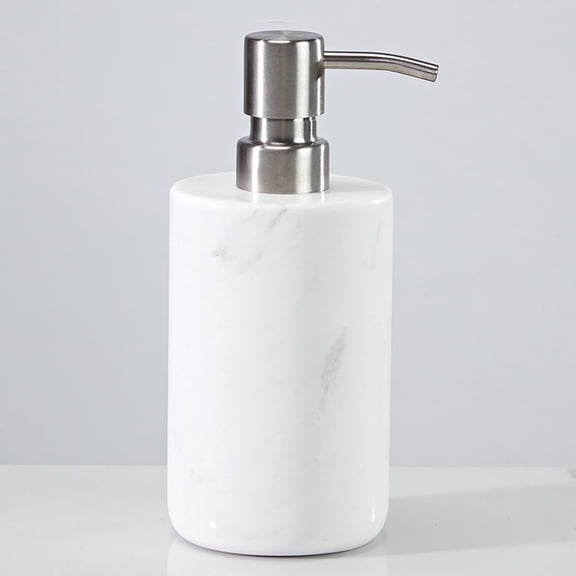 Natural White Marble Soap Pump 3.15 Inch W × 3.15 Inch L × 4.72 Inch H, Sturdy Marle Soap Dispenser, Organic Marble Lotion Dispenser, Lotion Pump over Wash Basin, for Bathroom