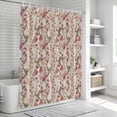 thumbnail image 6 of Pink Beige Flowers Shower Curtain, Waterproof Shower Curtains for Bathroom, Spring Floral Elegant Pastoral Rustic Washable Fabric Bathtub Curtain Set Bath Decor with 12 Hooks 72"x78", 6 of 8