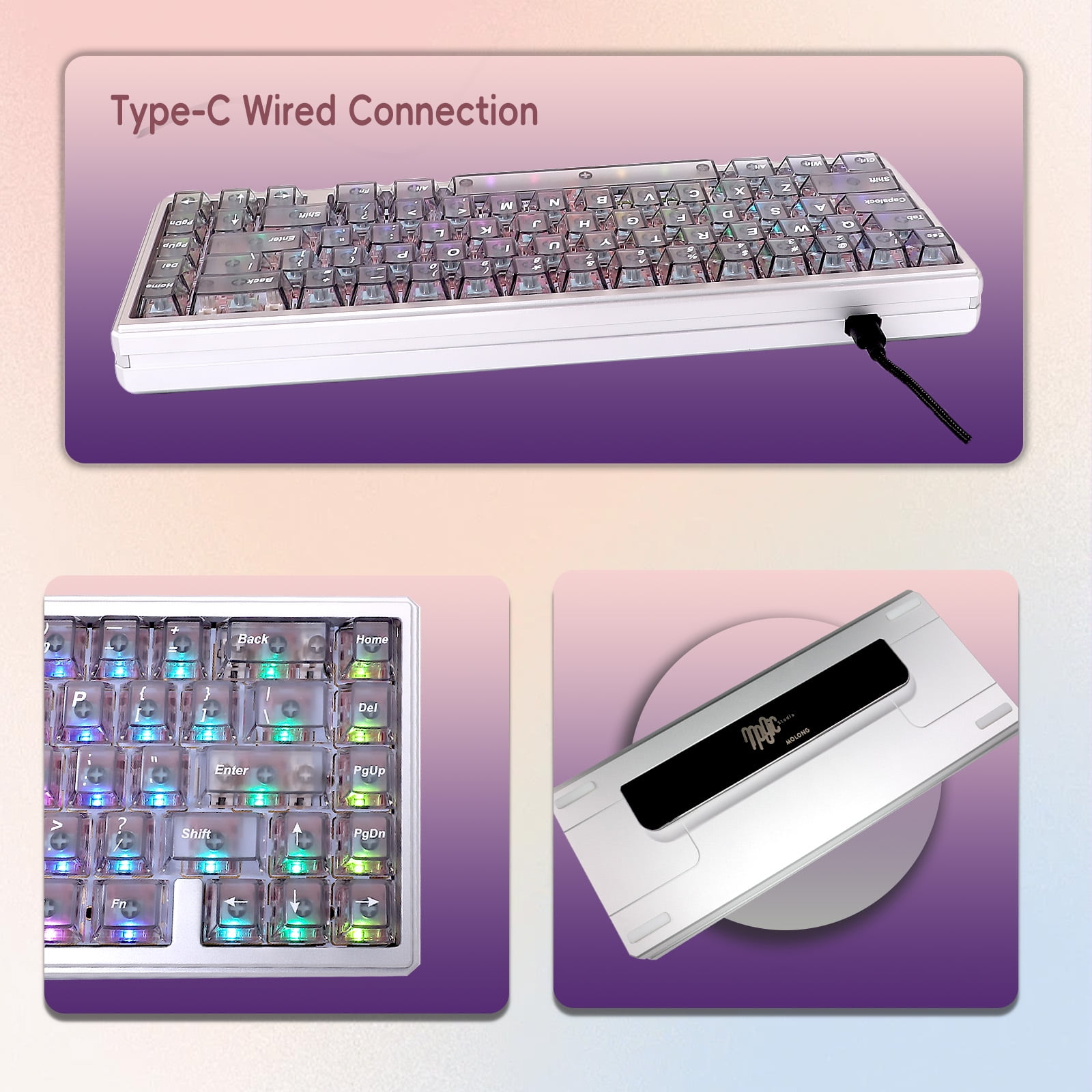 ITIGOITIE 67-Key RGB Wired Gaming Keyboard, Transparent Keycaps, Magnetic Switch, Hot Swappable for Windows/Mac – White Legends