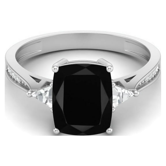 Mooneye 925 Sterling Silver 9X7mm Cushion Black Spinel Solitaire Women Mother's Day Gift Ring