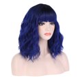 thumbnail image 4 of RightOn Blue Wig with Bangs Black Blue Ombre Wigs for Women Short Curly Wig Synthetic Wigs with Wig Cap, 4 of 7