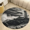 thumbnail image 5 of Ocean Lighthouse Soft Bedroom Round Area Rug, Washable Cute Nursery Circle Throw Mat, Non-Slip Contemporary Small Low Pile Floor Carpet for Dorm Bedside, 5 of 7