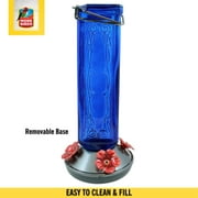 More Birds Kristina Blue Glass Hummingbird Feeder, 19 oz Capacity