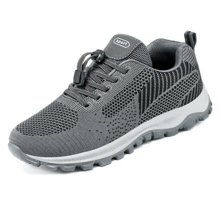 

HZEWLS Unisex Casual Loafers Breathable Elastic Shoelace Flat Shoes Outdoor Accessories (gray 10)