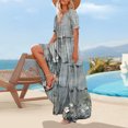 thumbnail image 5 of Womens 2025 Summer Casual Maxi Dresses Square Neck Short Sleeve Smocked A Line Floral Flowy Elegant Boho Dress, 5 of 7