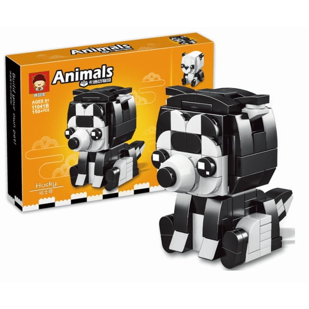 Juguetes educativos de ensamblaje para niños, serie de animales de dibujos animados, bloques de construcción de modelos con pequeñas partículas, regalo de juguete para niños y niñas (Husky)