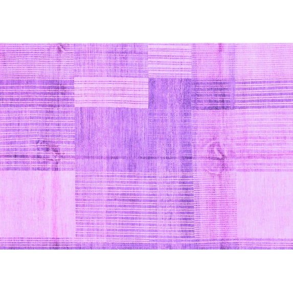 Ahgly Company Indoor Rectangle Checkered Purple Modern Area Rugs, 2' x 5'