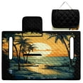 thumbnail image 5 of Xixirimido Golf Cart Seat Cover Quilted Golf Cart Seat Towel Blanket with 4 Pockets & Non Slip Backing Universal Fit for 2 Person Seats Carts, Palm Tree Sunset Tropical Island, 5 of 8