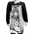 thumbnail image 1 of Safari Kids Apron, Sketch of a Posing Tiger Sharp Eyes Largest Cat Species Dark Vertical Stripes Art, Boys Girls Apron Bib with Adjustable Ties for Cooking Baking Painting, Black White, by Ambesonne, 1 of 2