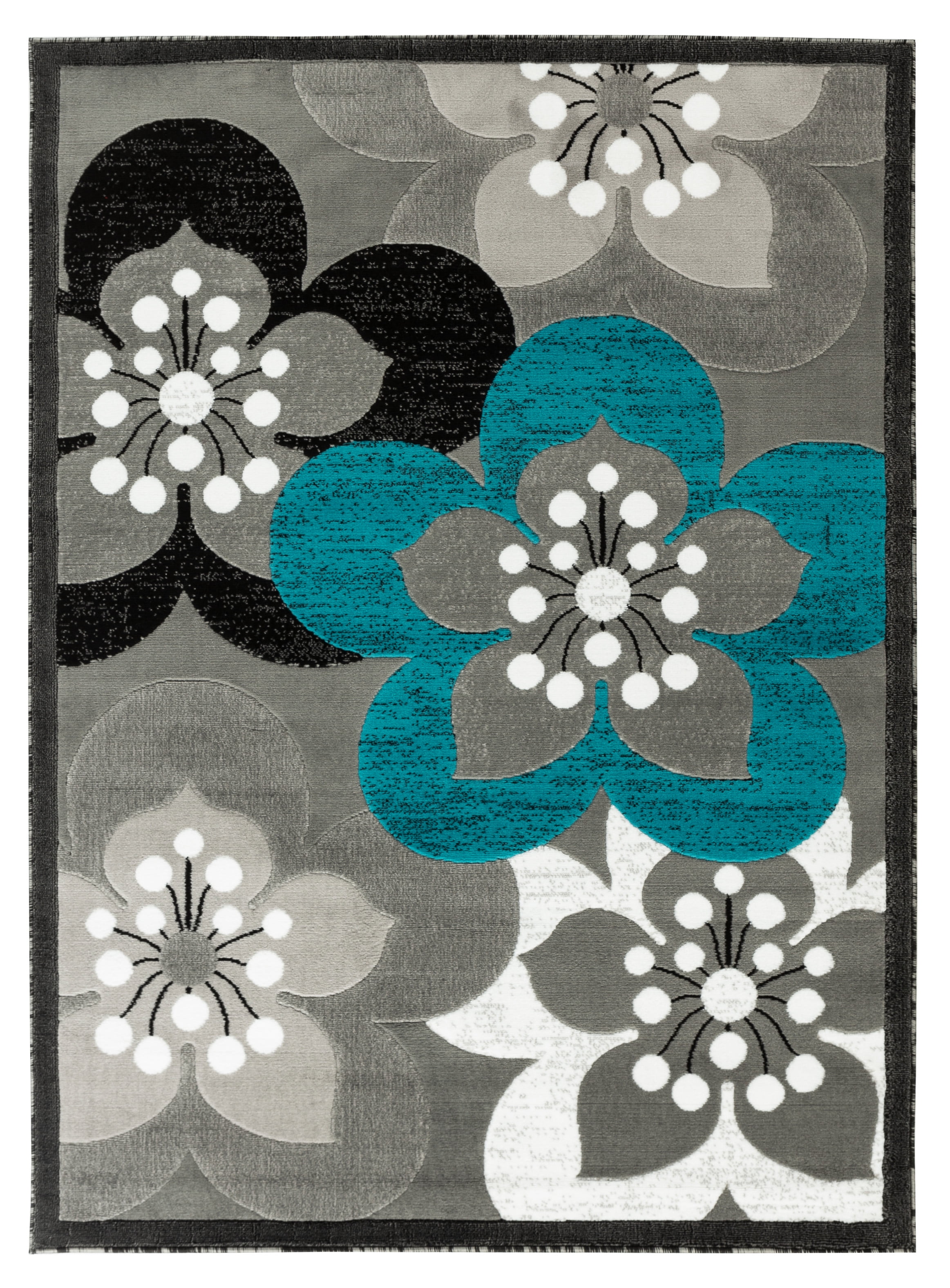 Newport Collection Gray Teal White, White And Gray Rugs