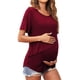 thumbnail image 3 of Camisetas de maternidad para mujer, moda de doble capa, lactancia, mangas cortas, Vino Tinto S, 3 of 9