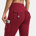 thumbnail image 2 of Carlikeit Women's Flare Leggings High Waisted Yoga Workout Pants with Cargo Pockets No Front Seam High Stretch Quick Dry Bootcut Leggings, 2 of 7