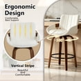 thumbnail image 4 of CRERIYO 26" Swivel Counter Height Bar Stool Set of 1, PU Leather Upholstered Bar Chair with Black Ring Footrest and Walnut Wood Legs, Beige, 4 of 7