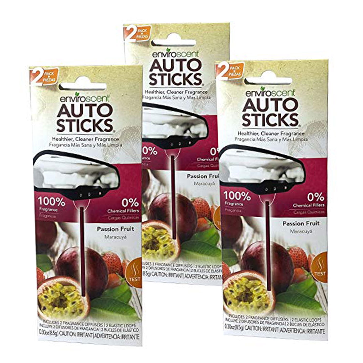 Enviroscents Auto Sticks Natural Car Air Fresheners, 3Packs with 6