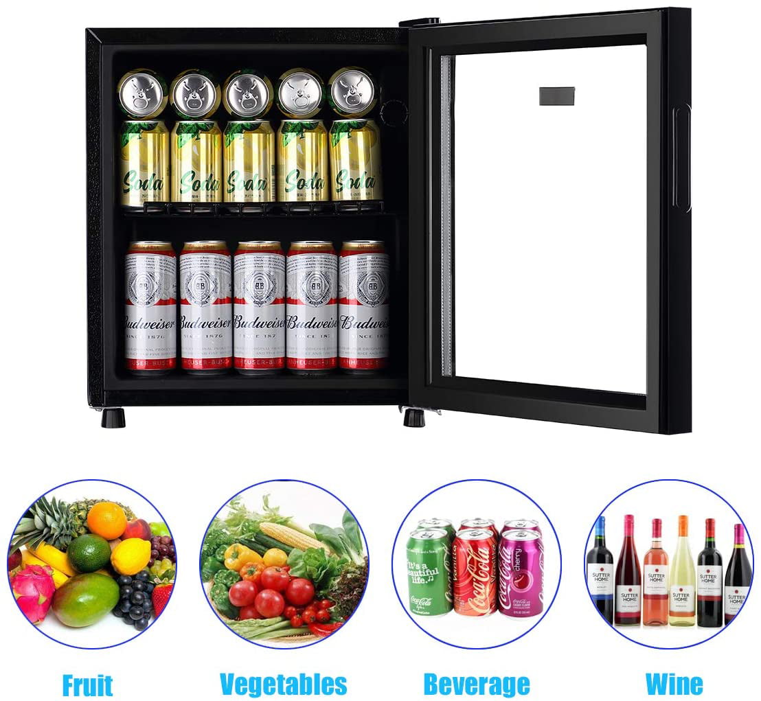 WANAI Beverage Refrigerator and Cooler 100 Can Capacity Compact Beverage Refrigerator with Glass Door and Removable Shelves for Beer Soda and Wine Small Mini Fridge Suitable for Dorm Home and Office
