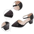 thumbnail image 3 of Bmisegm Foreign Trade Pointed Sandals 2024 Soft Leather Women's Models Buckle High Heels Thick Heel Shallow Mouth Single Shoes Sandals Sandals Women Summer Black 8, 3 of 4