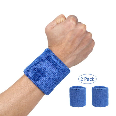 JBM 2 Pack Color Cloth Wristband for Sports Workout Running basketball Football Softball Tennis Yoga wrist brace Compression
