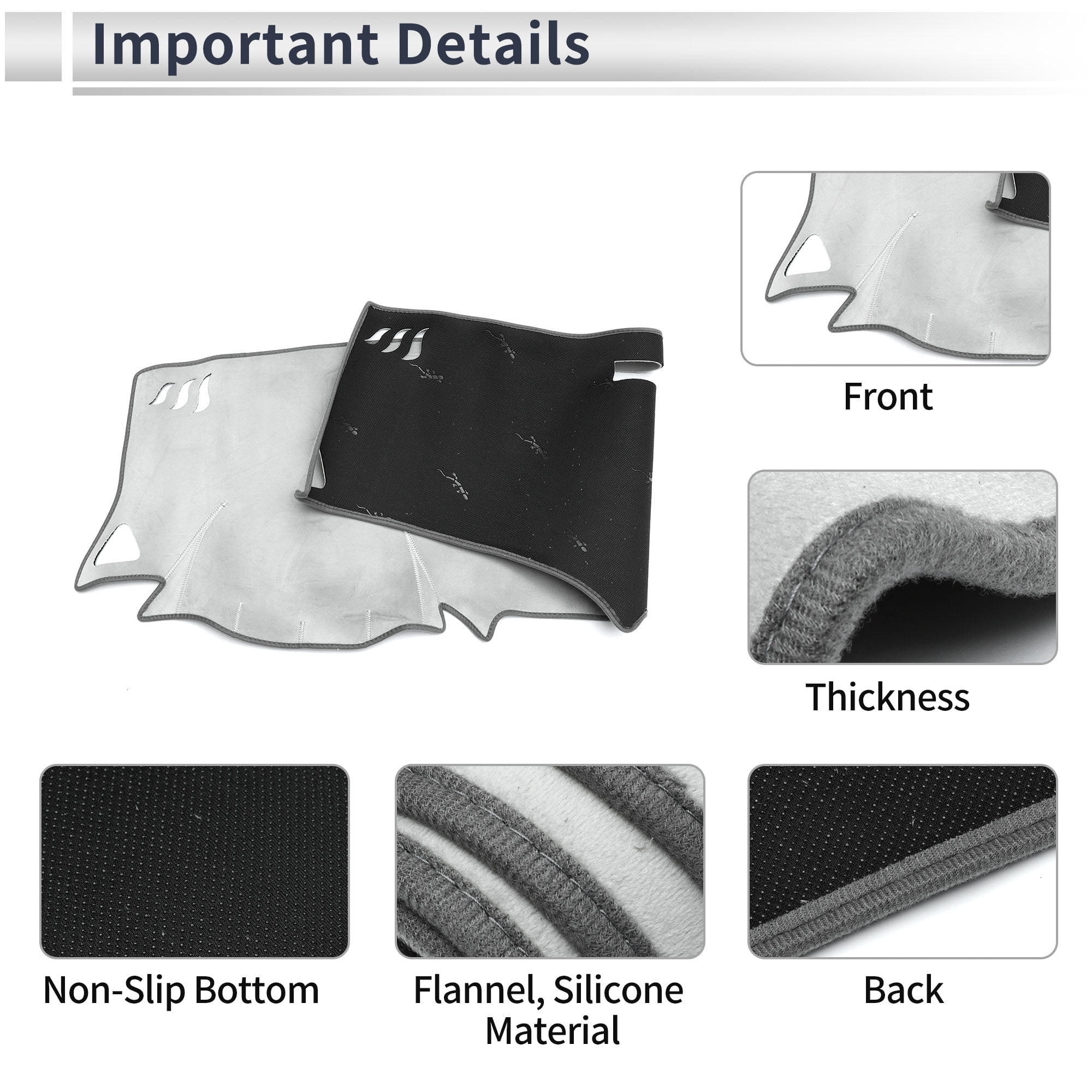 Dashboard Cover Anti-Slip/Anti Dust Dash Cover Mat Carpet for Chevrolet Equinox SUV 2018-2020 Flannel Gray