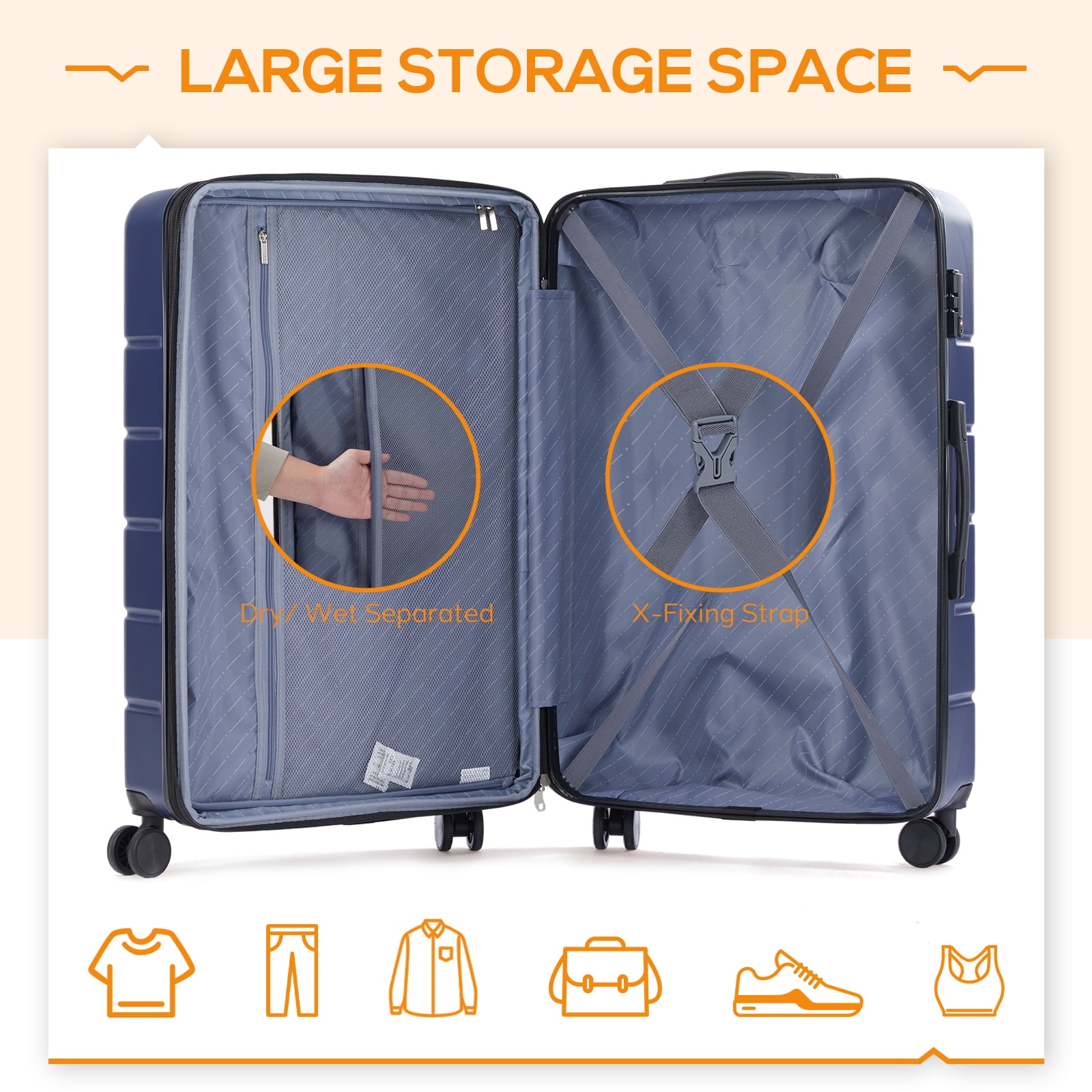 LIFERECORD Carry-On Luggage, 20 inch Hard Shell Rolling Suitcase for Travel Expandable Lightweight with Spinner Wheels TSA Lock
