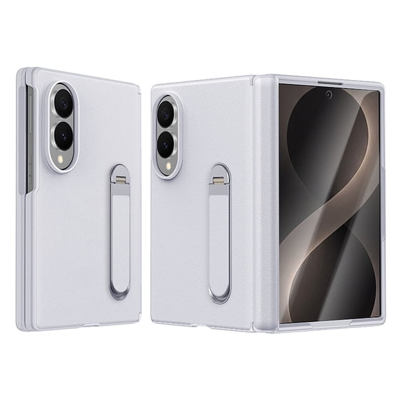 ELEHOLD Phone Case For Samsung Galaxy Z Fold8 Built-in Wide Screen Protector Shockproof Leather Foldable Kickstand Hinge Protection Cover,Gray