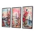 thumbnail image 3 of Designart "Retro Pink Collage Golden Gate in San Francisco IV" San Francisco Framed Wall Art Set Of 3 - Pink Industrial Frame Canvas Set For Living Room Decor, 3 of 6