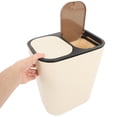 thumbnail image 3 of DEEPCRAFF Household Recycling Bin Dual Compartment Khaki PP For Homeowners 1Pcs, 3 of 8