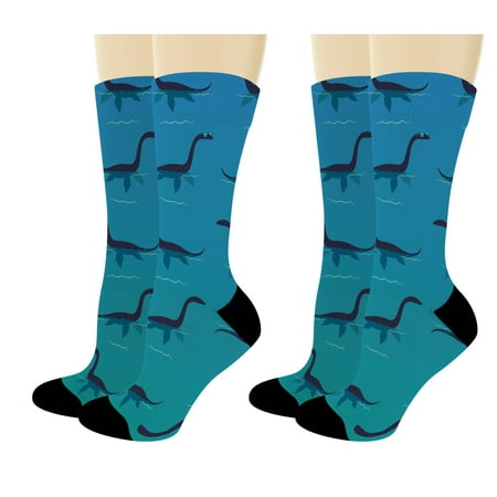 

ThisWear Mythical Creature Socks Loch Ness Monster Socks Loch Ness Gift Set 2-Pairs Novelty Crew Socks