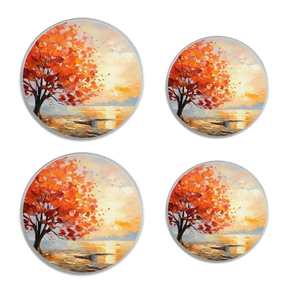 Round Stove Burner Covers 4 Pcs Metal Electric Stove Burner Covers 8Inch And 10Inch ,beautiful colorful autumn tree Design
