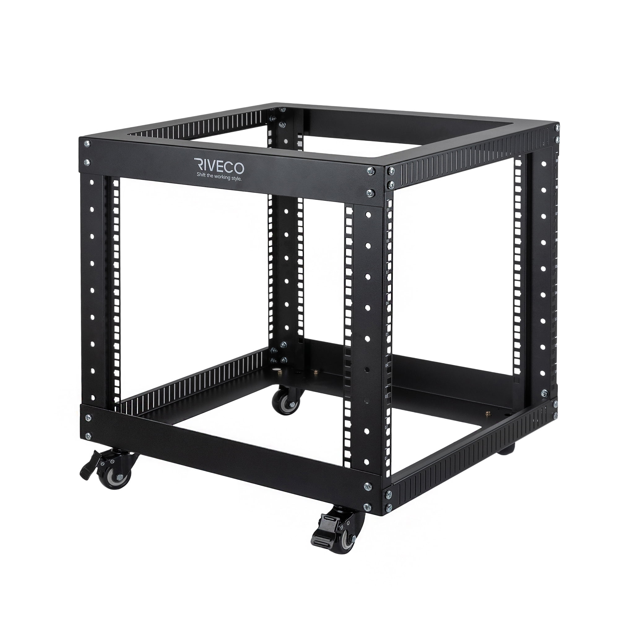 RIVECO 9U Open Frame Server Rack with Casters- Heavy Duty 4 Post Quick ...