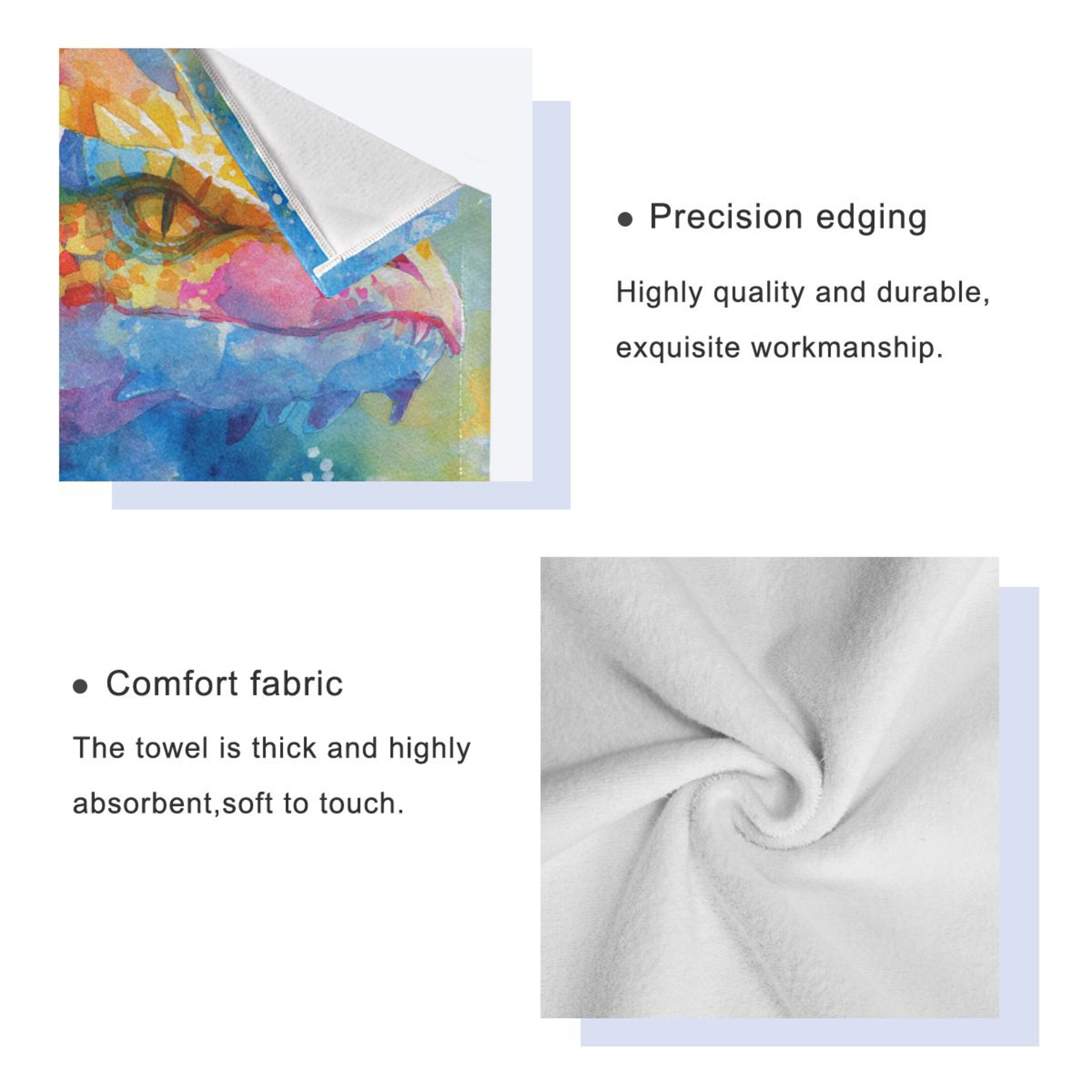 Three-Piece Towel Set Face Towel Towel Set Hand Towel Bath Towel Cotton Bath Towels Bath Towel Sets Hand Bath Towels Beautiful Watercolor Dragon