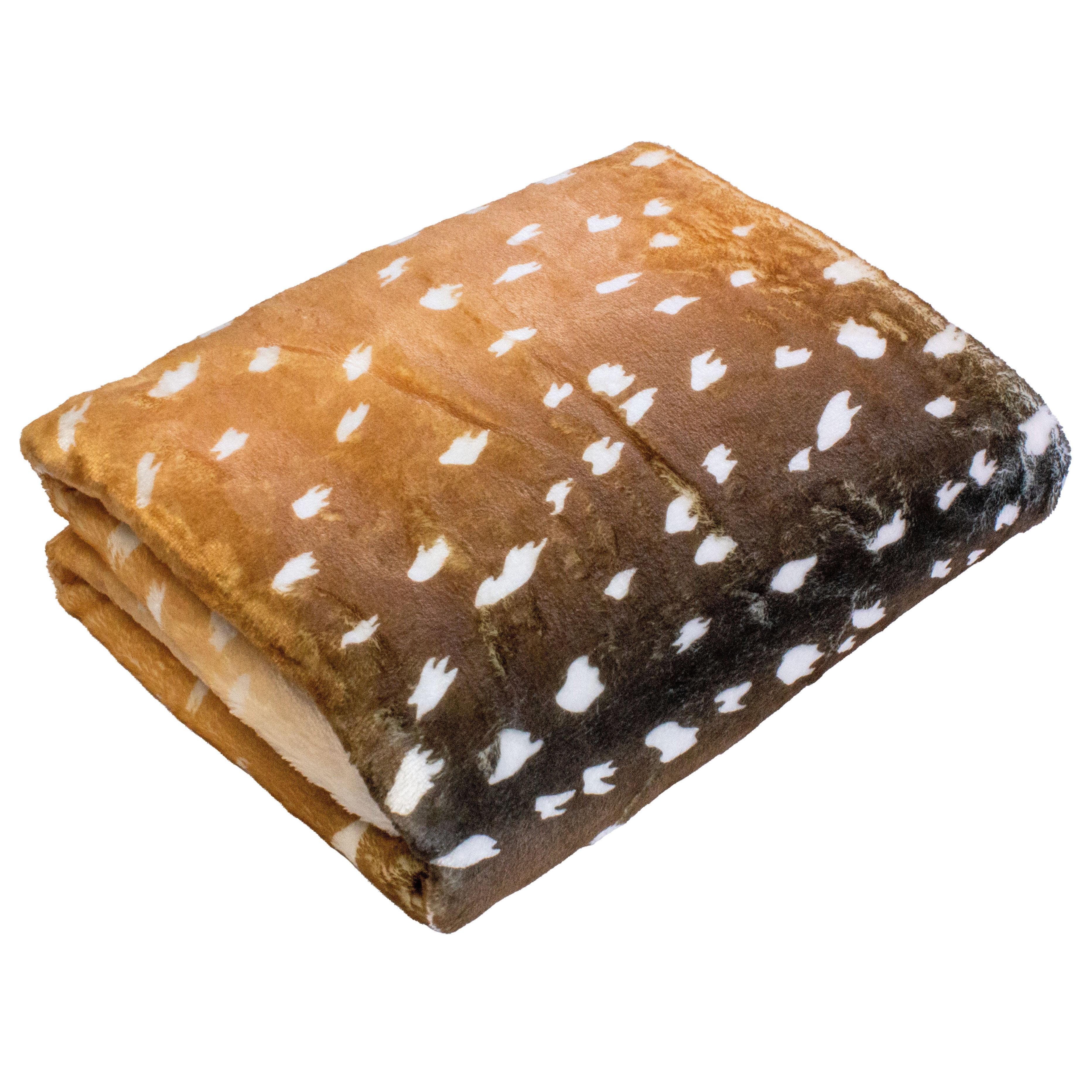 Everything Comfy Deer Fawn Print Decorative Throw Blanket, 30" X 40", Natural