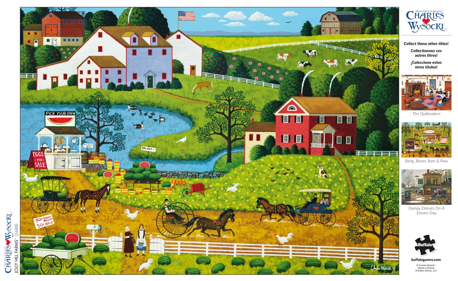 Buffalo Games 300-Piece Charles Wysocki - Jolly Hill Farms Interlocking Jigsaw Puzzle