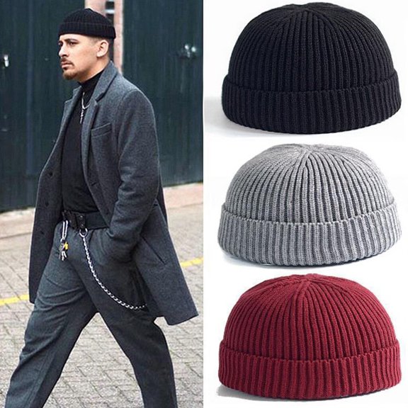 Black Fashion Beanie for Men Beanies Women Polyester Winter Hats Ear Covers for Men Women-Warm Daily Headwear One Size